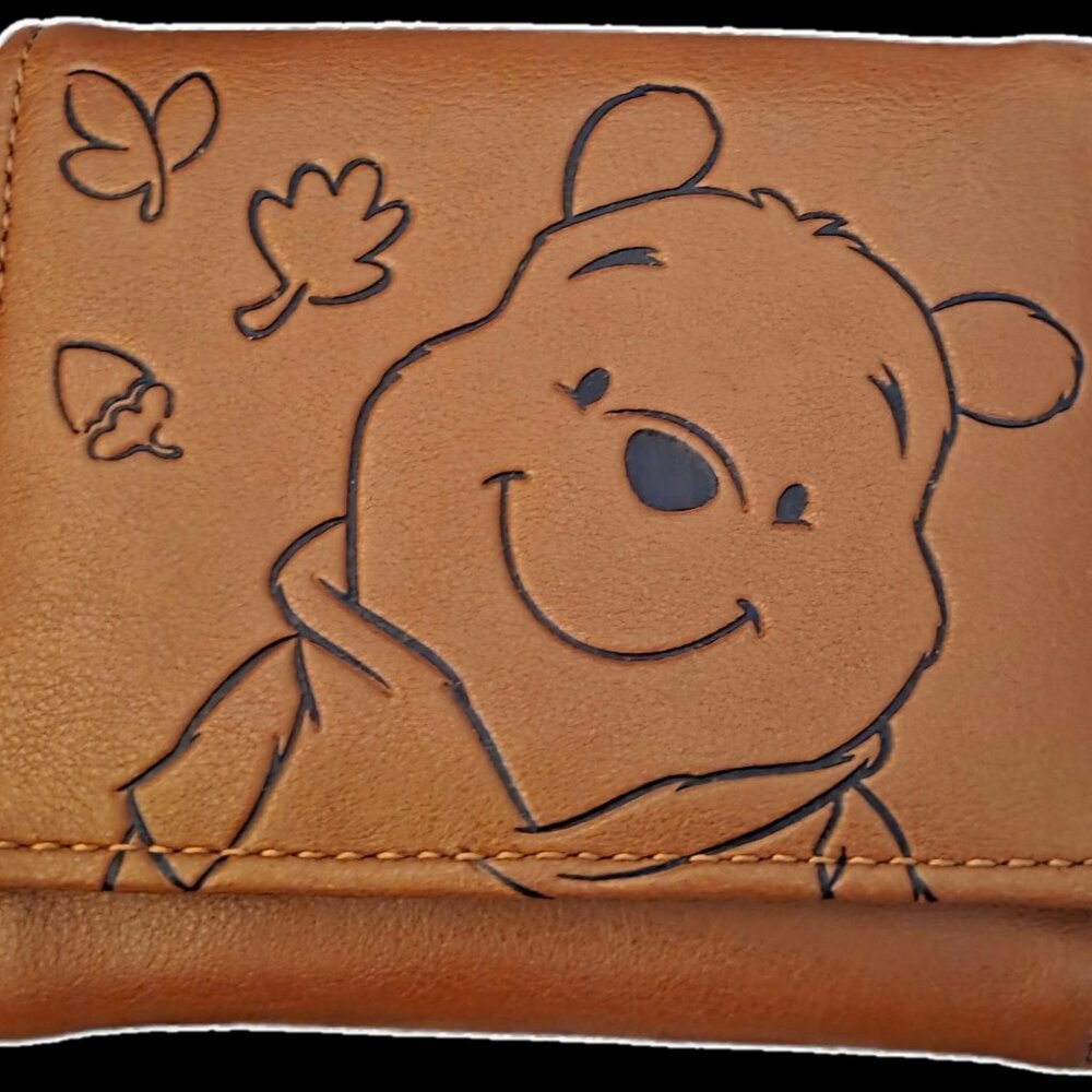 Disney Winnie the Pooh Brown Wallet - Sketch Art with Leaves & Acorns